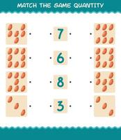 Match the same quantity of sweet potato. Counting game. Educational game for pre shool years kids and toddlers vector