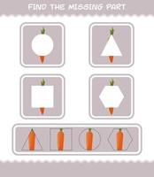 Match cartoon carrot parts. Matching game. Educational game for pre shool years kids and toddlers vector