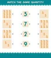 Match the same quantity of butternut squash. Counting game. Educational game for pre shool years kids and toddlers vector