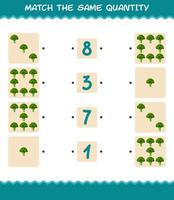 Match the same quantity of broccoli. Counting game. Educational game for pre shool years kids and toddlers vector