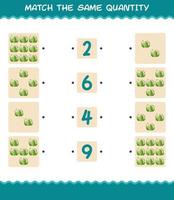 Match the same quantity of cauliflower. Counting game. Educational game for pre shool years kids and toddlers vector