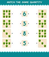 Match the same quantity of bell pepper. Counting game. Educational game for pre shool years kids and toddlers vector