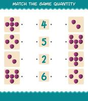 Match the same quantity of red cabbage. Counting game. Educational game for pre shool years kids and toddlers vector