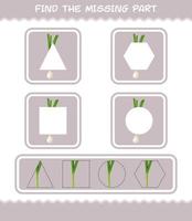 Match cartoon spring onion parts. Matching game. Educational game for pre shool years kids and toddlers vector