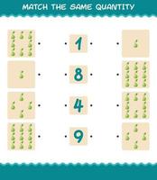 Match the same quantity of kohlrabi. Counting game. Educational game for pre shool years kids and toddlers vector