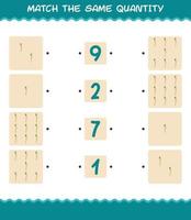 Match the same quantity of parsnip. Counting game. Educational game for pre shool years kids and toddlers vector