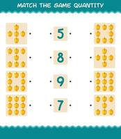 Match the same quantity of bell pepper. Counting game. Educational game for pre shool years kids and toddlers vector