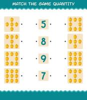 Match the same quantity of bell pepper. Counting game. Educational game for pre shool years kids and toddlers vector