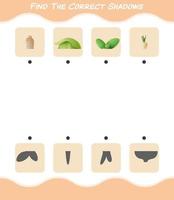 Find the correct shadows of cartoon vegetables. Searching and Matching game. Educational game for pre shool years kids and toddlers vector