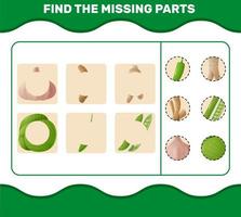 Match cartoon vegetables parts. Matching game. Educational game for pre shool years kids and toddlers vector