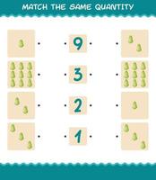 Match the same quantity of chayote. Counting game. Educational game for pre shool years kids and toddlers vector