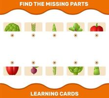 Match cartoon vegetables parts. Matching game. Educational game for pre shool years kids and toddlers vector