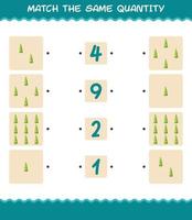 Match the same quantity of bamboo shoot. Counting game. Educational game for pre shool years kids and toddlers vector