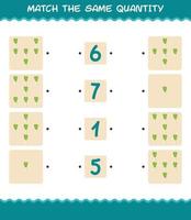 Match the same quantity of leek. Counting game. Educational game for pre shool years kids and toddlers vector