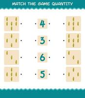 Match the same quantity of corn. Counting game. Educational game for pre shool years kids and toddlers vector