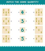 Match the same quantity of corn. Counting game. Educational game for pre shool years kids and toddlers vector