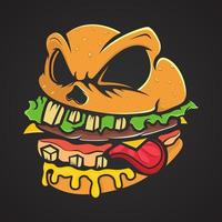 The Burger Monster mascot logo design illustrations vector template, cheeseburger logo full color cartoon style