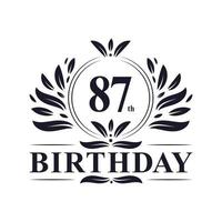 Luxury 87th Birthday Logo, 87 years celebration. vector