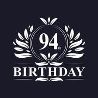 logotipo de lujo de 94 años, celebración de 94 años. vector