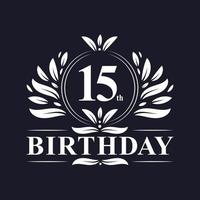 Logo de 15 años de cumpleaños, celebración de 15 años. vector
