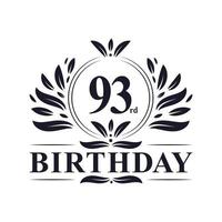 Luxury 93rd Birthday Logo, 93 years celebration. vector