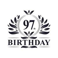 Luxury 97th Birthday Logo, 97 years celebration. vector