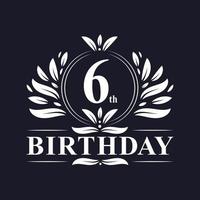 Logotipo de 6º cumpleaños, celebración de cumpleaños de 6 años. vector