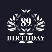 Luxury 89th Birthday Logo, 89 years celebration. vector