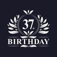 Logotipo de 37 cumpleaños, celebración de 37 años. vector