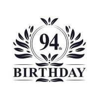 Luxury 94th Birthday Logo, 94 years celebration. vector