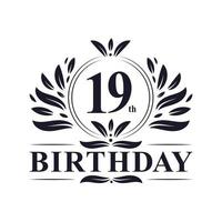 19th Birthday logo, 19 years Birthday celebration. vector