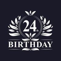 Logo de 24 cumpleaños, celebración de 24 años de cumpleaños. vector