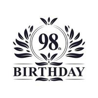 Luxury 98th Birthday Logo, 98 years celebration. vector