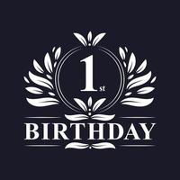 Luxury 1st Birthday Logo, 1 years celebration. vector