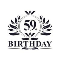 Logotipo de cumpleaños de 59 años, celebración de 49 años. vector