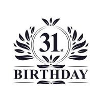 Logotipo de cumpleaños de 31 años, celebración de cumpleaños número 31. vector