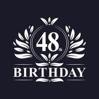 Luxury 48th Birthday Logo, 48 years celebration. vector