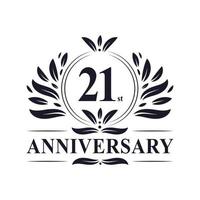 21st Anniversary celebration, luxurious 21 years Anniversary logo design. vector