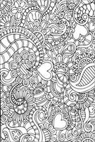 Zentangle Flowers Hearts Coloring Book Page Background Design