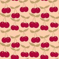 Cherry pattern on pink background, wrapping paper, vector textile fabric print vector illustration.