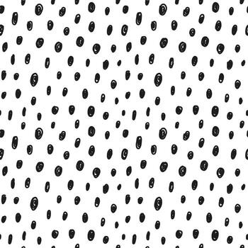 Black and white seamless pattern with random sketched dots. vector
