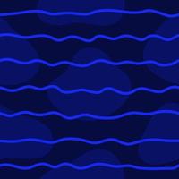 Blue seamless pattern with wavy stripes and abstract shapes. vector