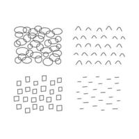 Set of scribble abstract doodle textures isolated on white background. Freehand inky squares, lines, ovals. vector