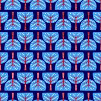 Blue seamless pattern with doodle trees in Scandinavian minimalist style. vector