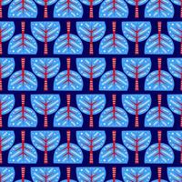 Blue seamless pattern with doodle trees in Scandinavian minimalist style. vector