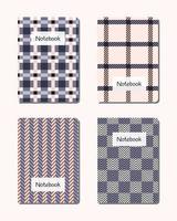 Set of notebook covers with tartan plaid classic designs. Seamless patterns included in swatches. Also suitable for planners, diary books. vector