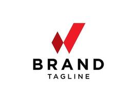 logotipo inicial de la letra v. estilo de origami de forma geométrica roja aislado sobre fondo blanco. utilizable para logotipos comerciales y de marca. elemento de plantilla de diseño de logotipo de vector plano.