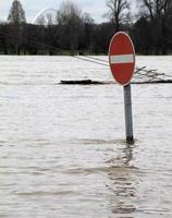 Extreme weather - Flooded pedestrian zone in Cologne, Germany photo