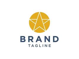 Circle Star Logo. Gold Star Icon with Geometric Radial Rays of Starburst isolated on White Background. Usable for Business and Branding Logos. Flat Vector Logo Design Template Element.