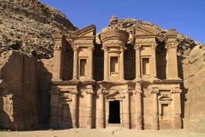 The Monastery - also known as Ad Deir - a monumental building carved out of rock in the ancient Jordanian city of Petra.